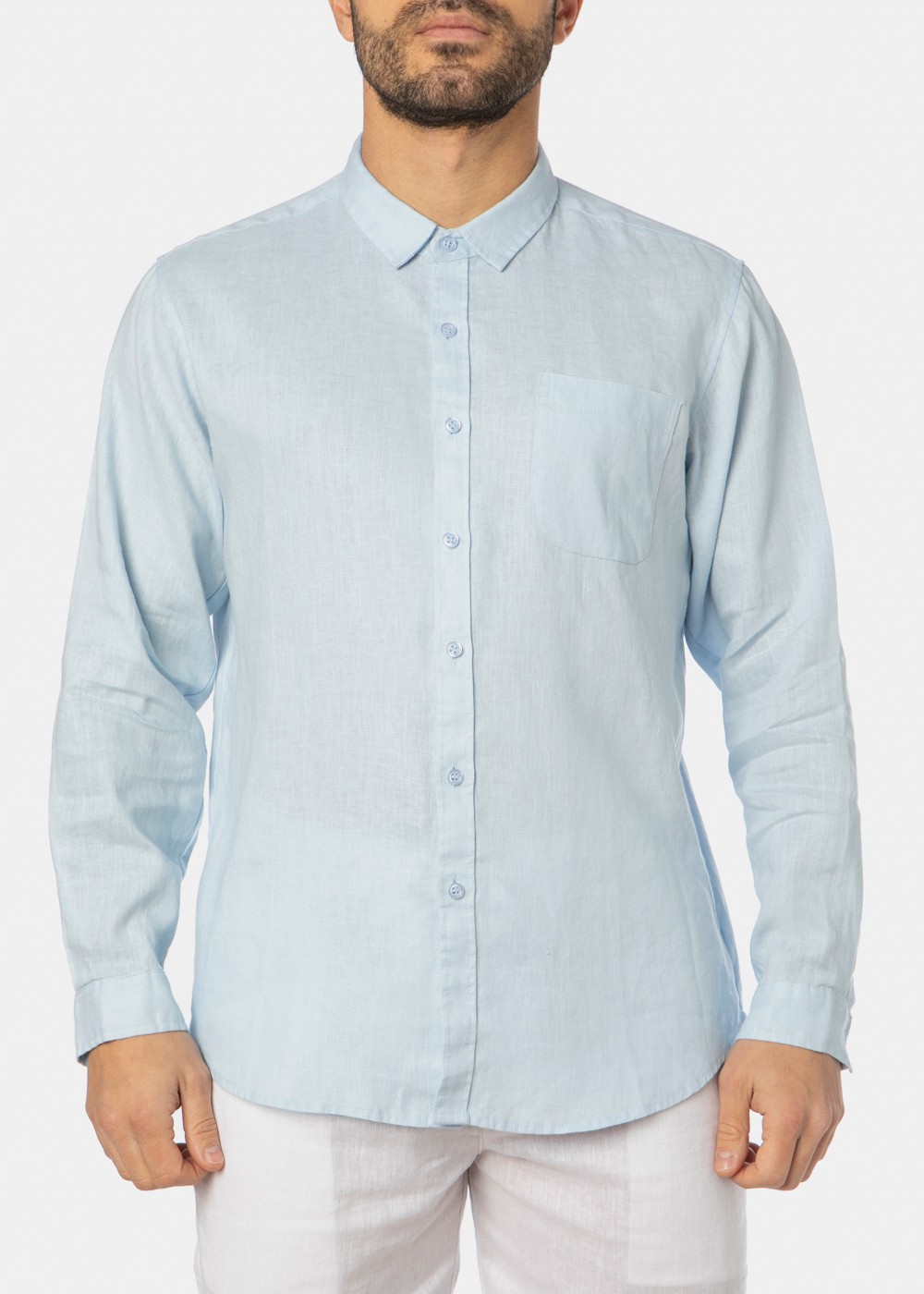 100% Linen Light Blue Classic Shirt 